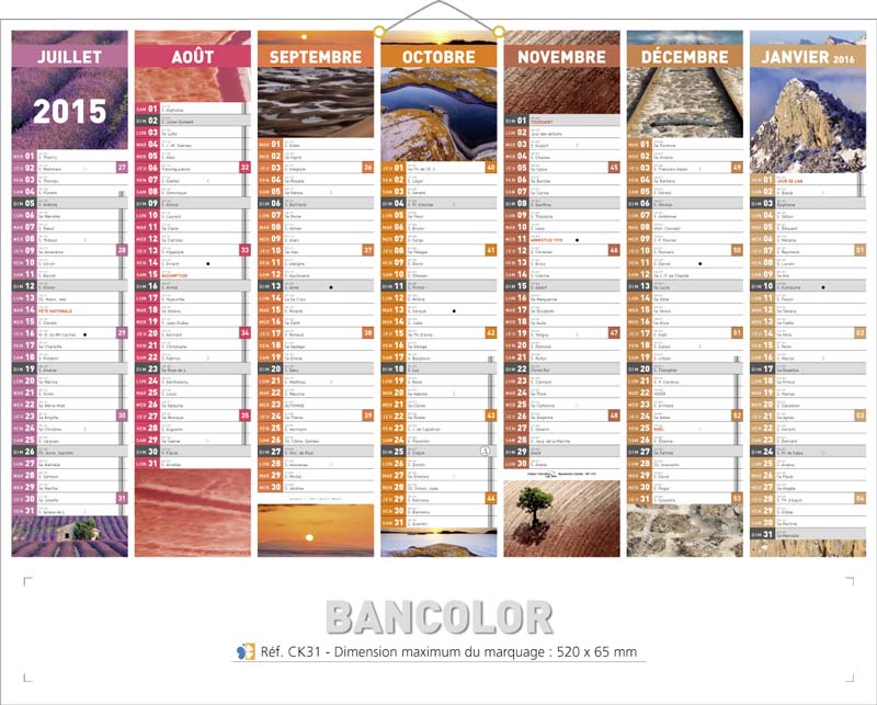 calendrier entreprise à personnaliser