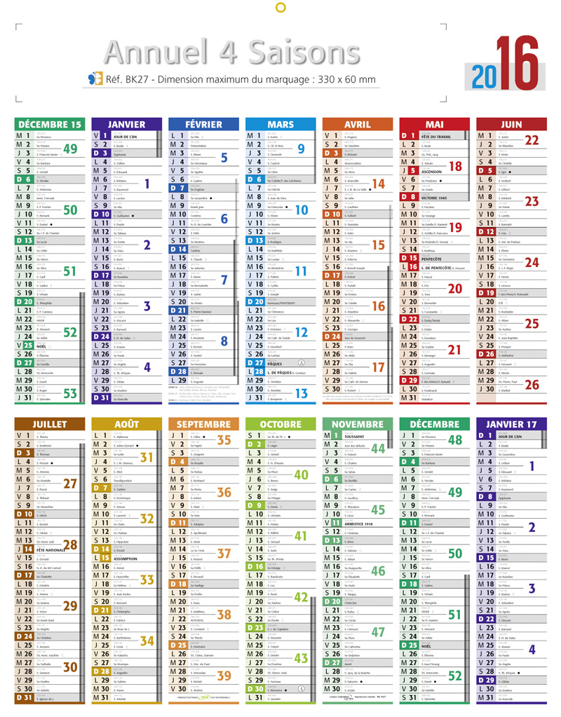 calendrier quantieme