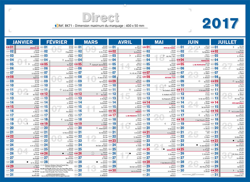 calendrier quantieme 2017