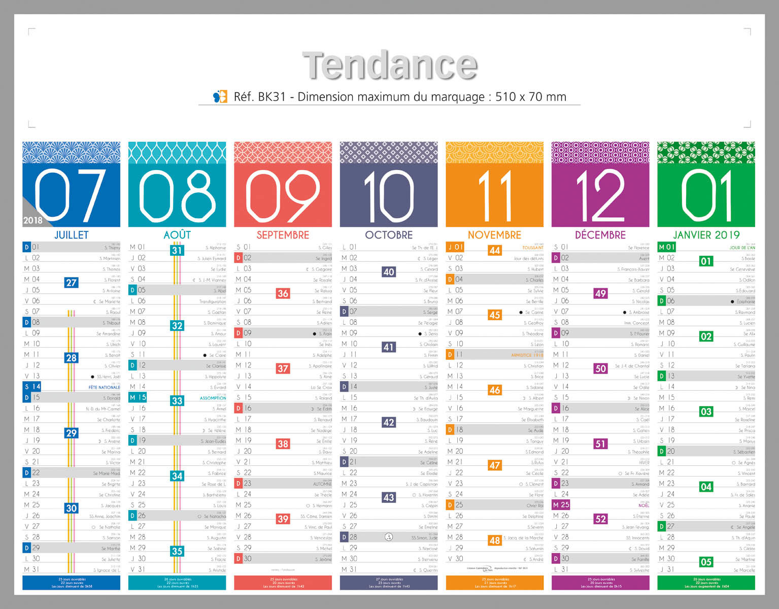calendrier de banque publicitaire à personnaliser
