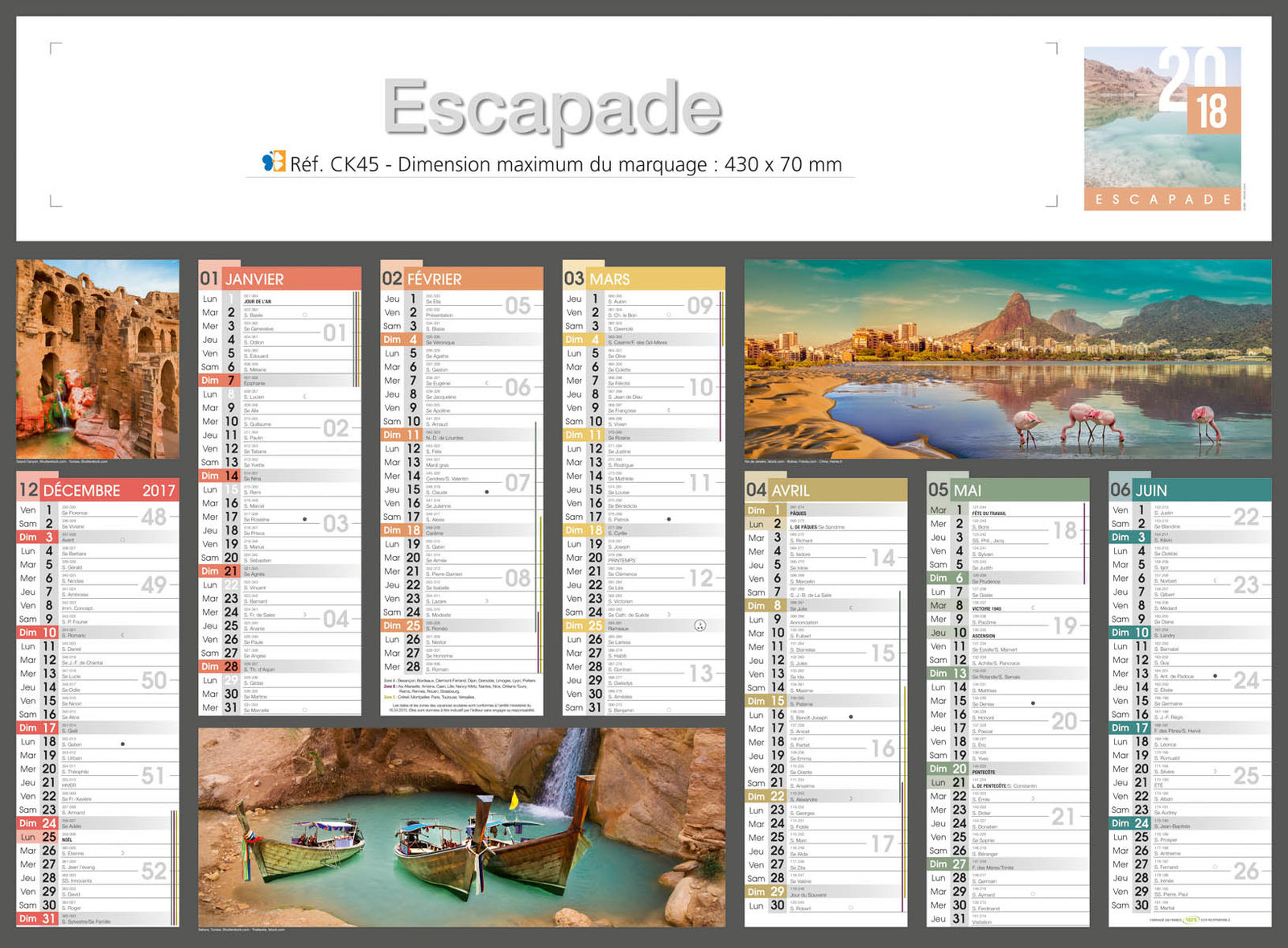 calendrier publicitaire personnalisé escapade
