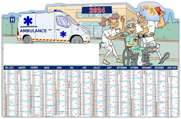 Calendrier bancaire publicitaire 2024 - l'ambulancier - 650 x 405 mm