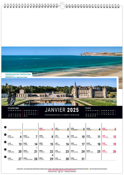 Calendrier mural france panoramique 2025