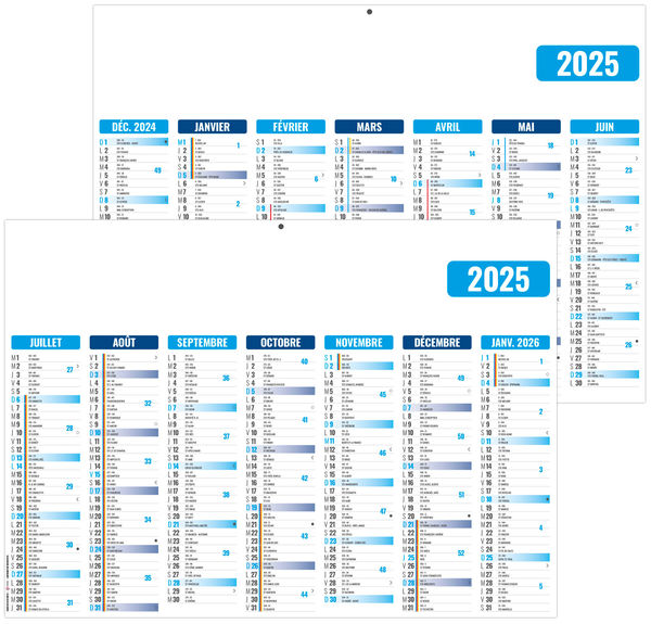 Calendrier personnalisable  gameco bleu 2025