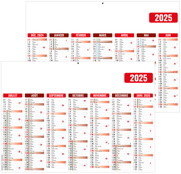 Calendrier entreprise gameco rouge 2025