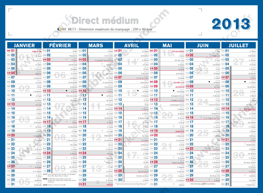 Calendrier bancaire publicitaire entreprise 2013 | Calendriers