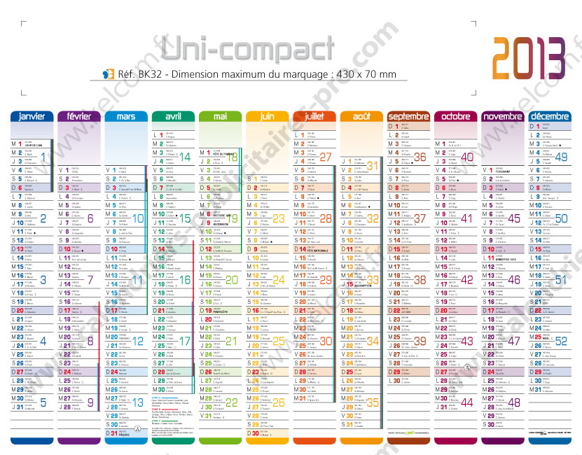 Calendrier publicitaire contre colle 2013 | Calendrier bancaire 2013