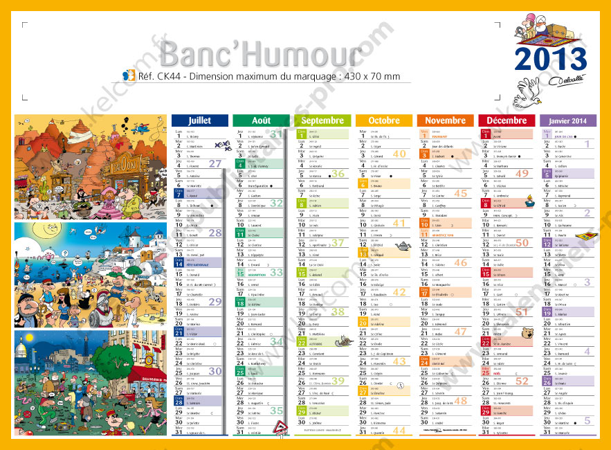 Calendrier publicitaire de banque humour