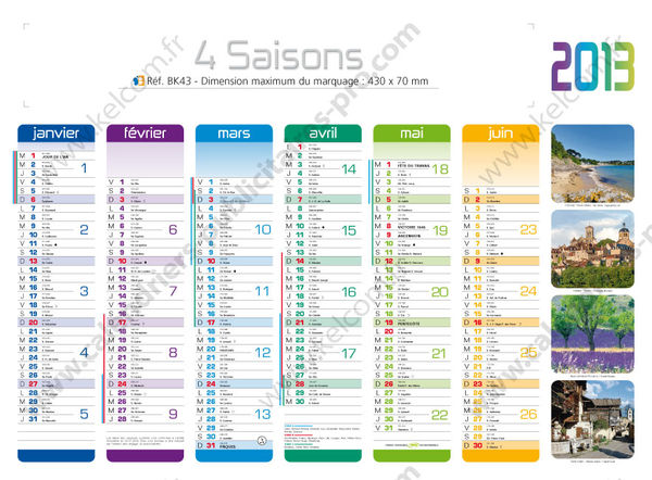 Calendrier publicitaire 4 saisons, Les 4 Saisons