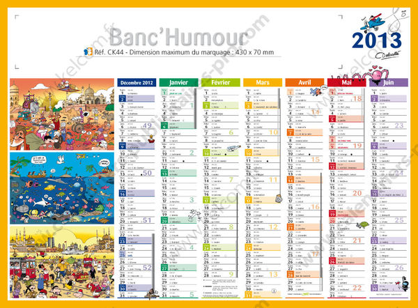 Calendrier publicitaire de banque humour