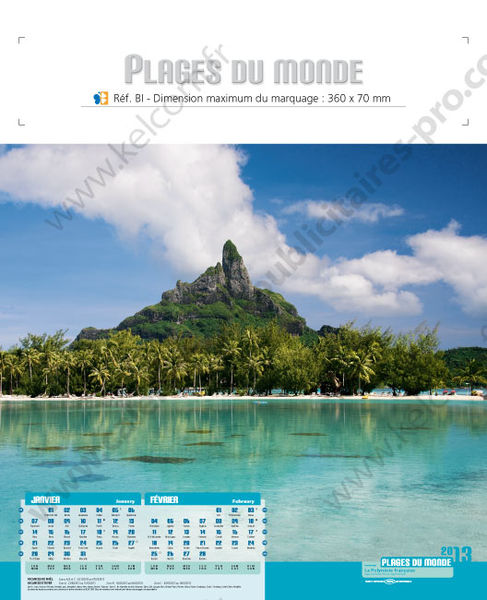 Calendrier publicitaire plage, Sable Chaud