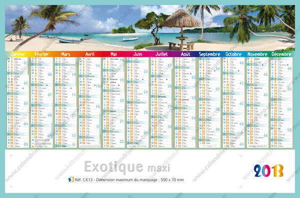 Calendriers bancaires publicitaires, Maxi Exotique
