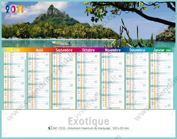 Calendriers publicitaires paysages, Exotique