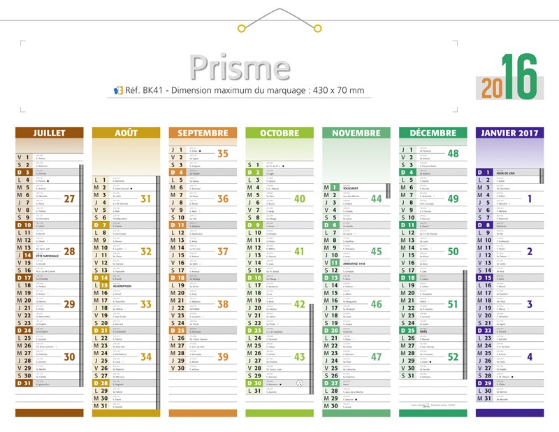 Calendrier de banque publicitaire qualite 2016 | Calendrier bancaire 2016