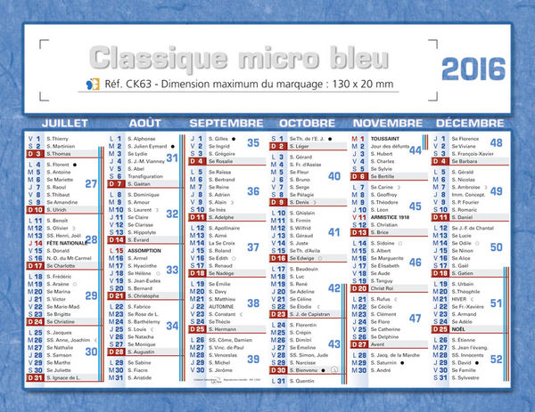 Calendrier publicitaire bancaire, le Micro