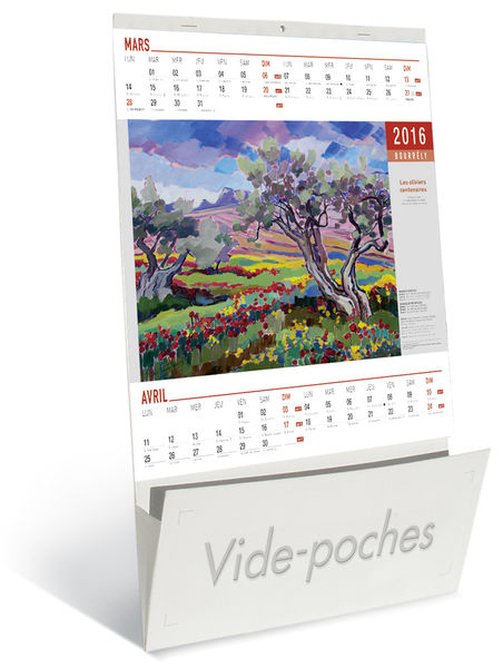 Calendrier publicitaire vide poches, Aquarelle