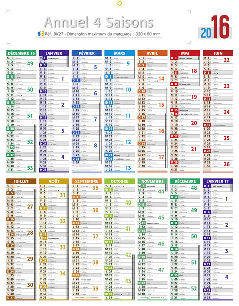 Calendriers publicitaire saisons, Annuel Saisons