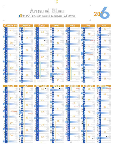 Calendriers publicitaires de banque, Année Bleue
