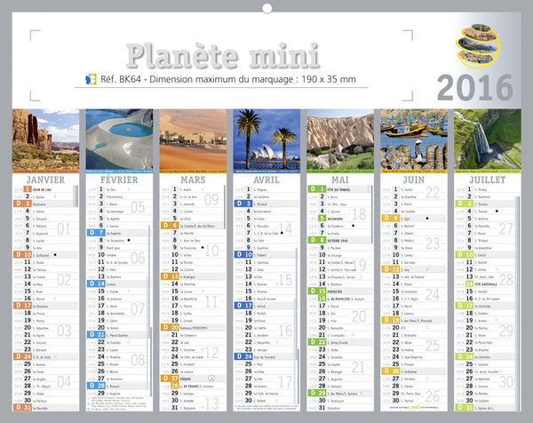 Petit calendrier publicitaire, Mini Planète