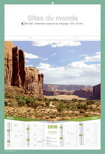 Bloc calendrier publicitaire illustré, Sites du Monde