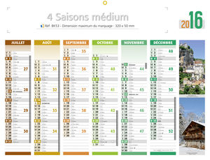 Calendrier bancaire publicitaire moyen 4 saisons, Medium Les 4 Saisons 1