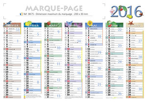 Calendrier petit format, Mini Marque-Page