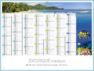 Calendrier publicitaire nature, Medium Exotique 1