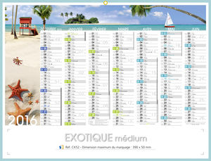 Calendrier publicitaire nature, Medium Exotique