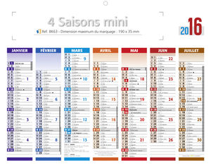 Minis calendriers publicitaires, Mini Les 4 Saisons