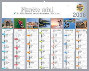 Petit calendrier publicitaire, Mini Planète 1