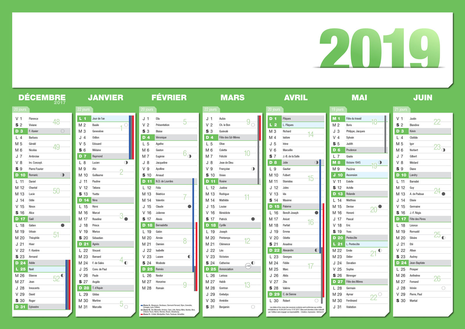 Calendriers bancaires publicitaires