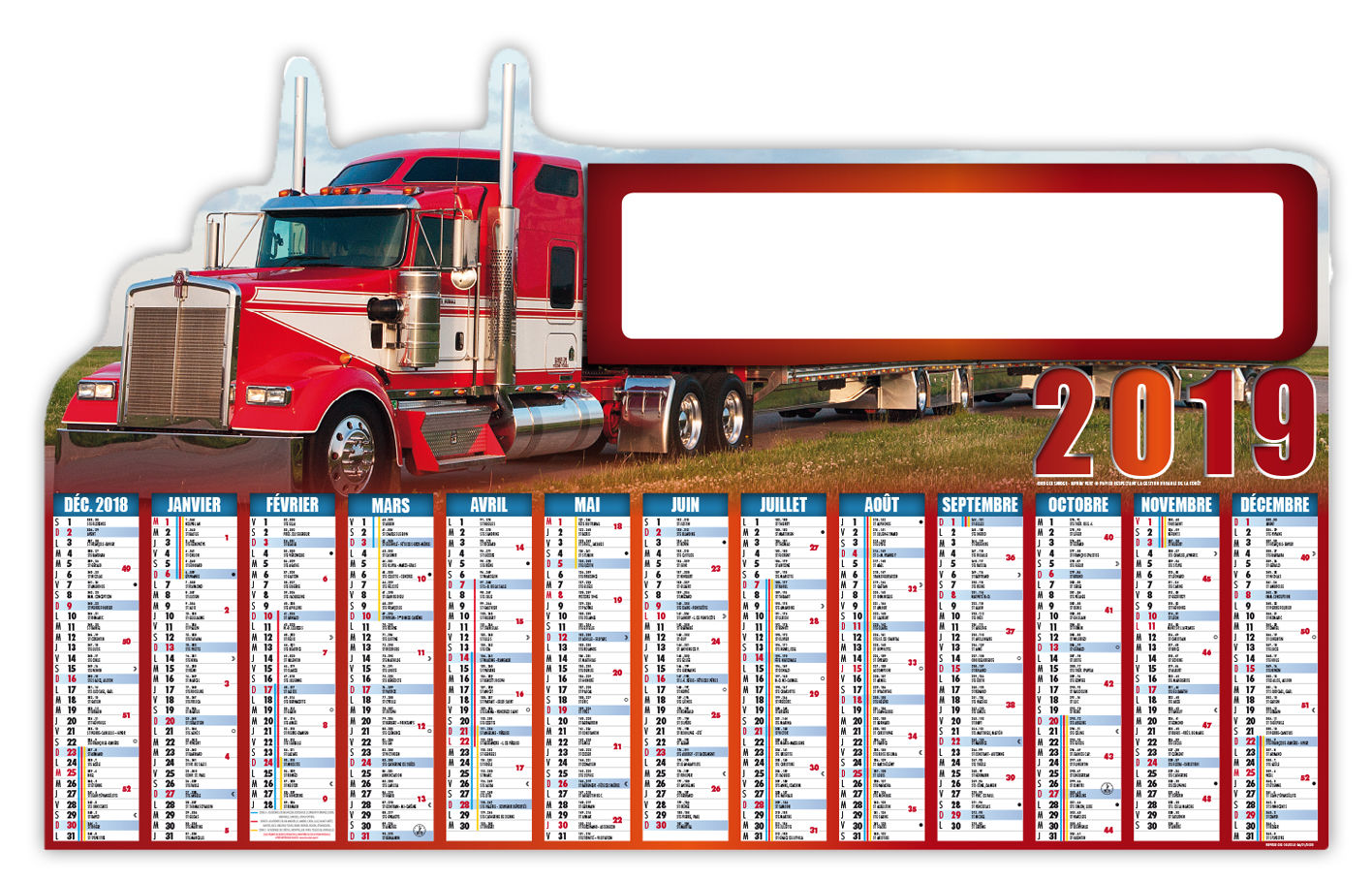 Calendrier Publicitaire Bancaire | Camion 470 x 290