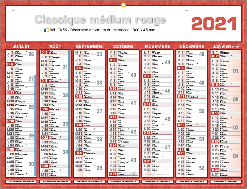 calendrier bancaire publicitaire classique