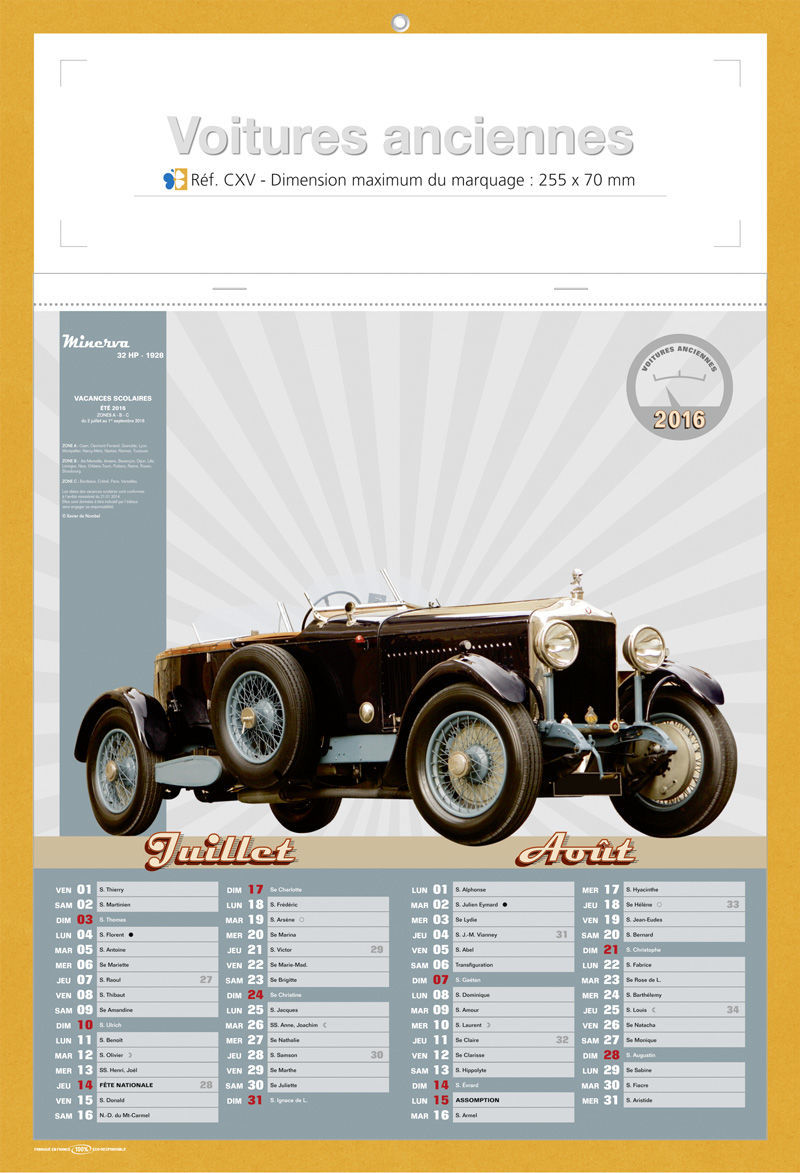 calendriers publicitaire voitures anciennes