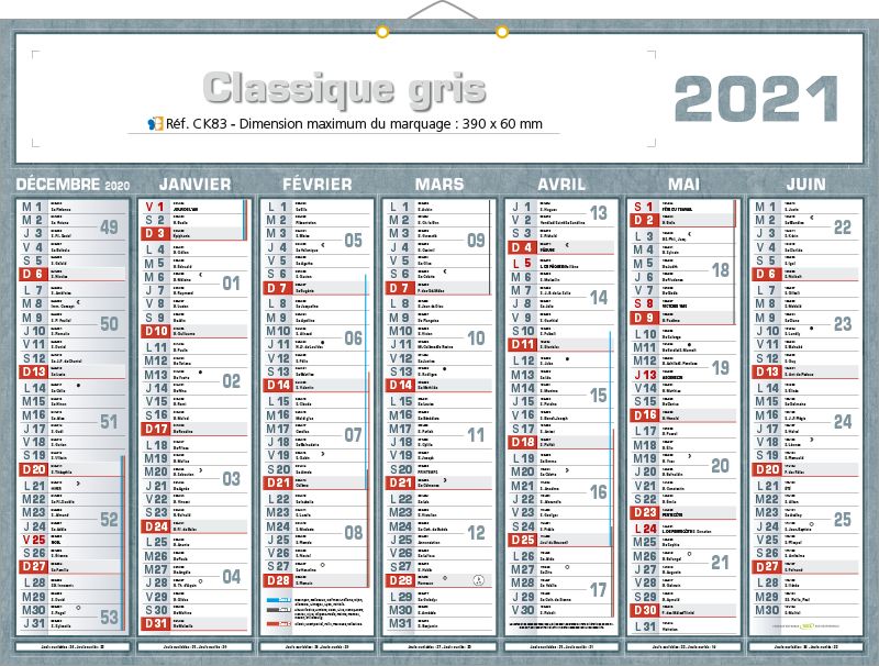 Calendriers Publicitaires semaine 34 calendrier 2021