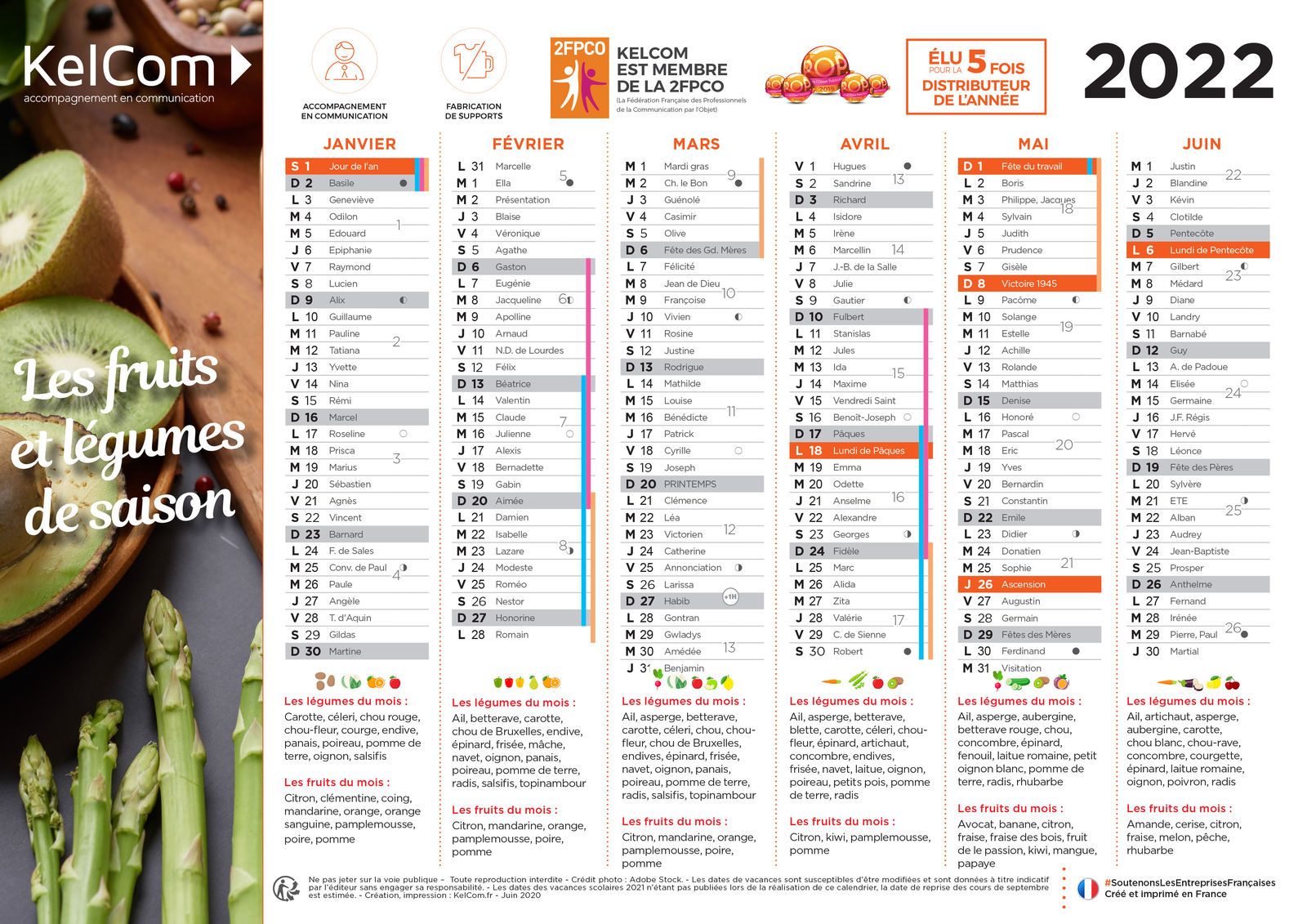 Calendrier Legume 2023 Bancaire Collection Kelcom Fruits Legumes | Calendriers Bancaires  Personnalises Kelcom