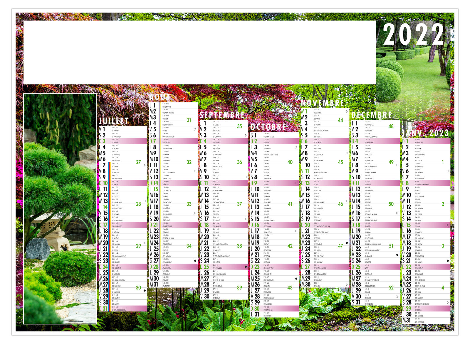 Calendrier bancaire personnalisable nature 290 x 210 | Calendriers
