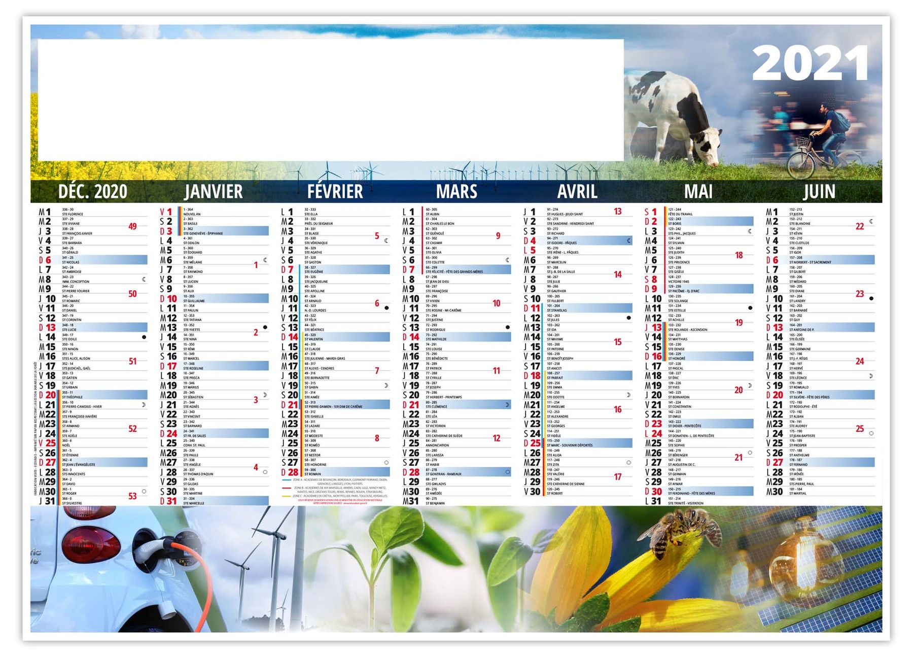 Calendrier bancaire publicitaire | Agridurable CC rigide - 570 x 410
