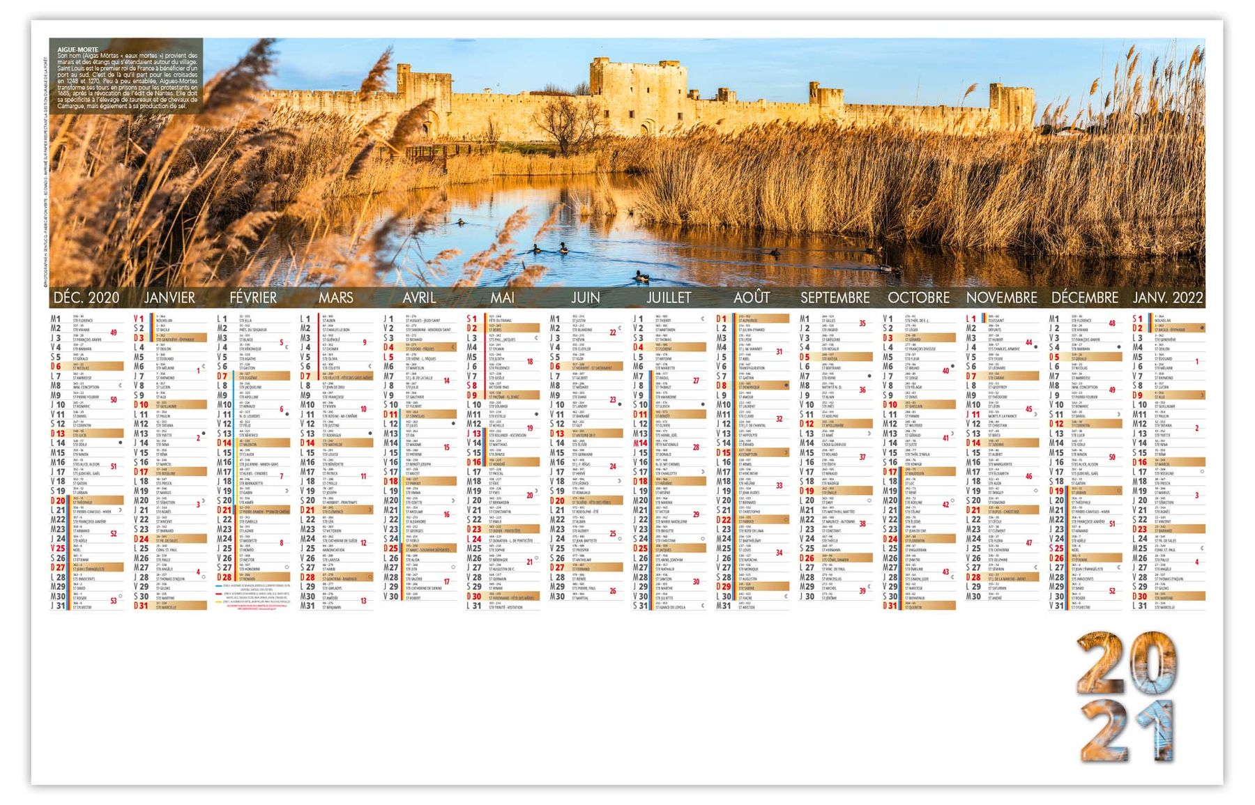 Calendrier bancaire publicitaire | Occitanie - 210 x 150