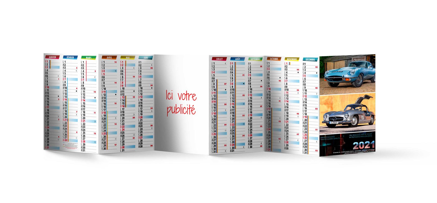 Calendrier de poche personnalisé | Turbo - 480 x 130