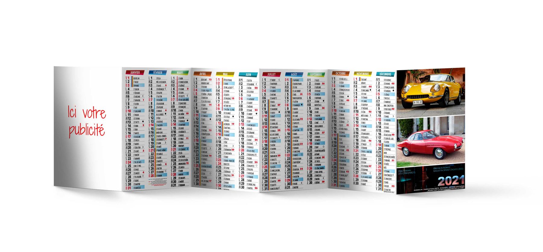 Calendrier de poche personnalisé | Turbo - 480 x 130