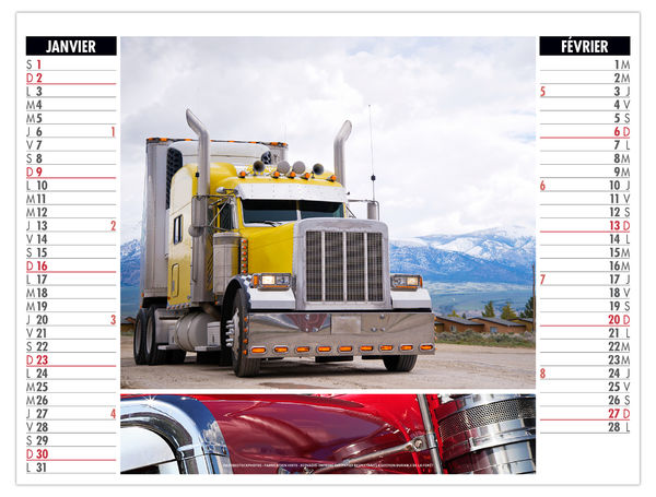 Calendrier 2 en 1 publicitaire - Trucks - 330 x 470