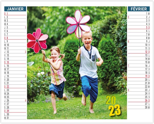 Calendrier 2 en 1 personnalisé - Jeux d'enfants - 330 x 470
