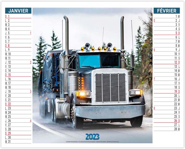 Calendrier 2 en 1 publicitaire - Trucks - 330 x 470