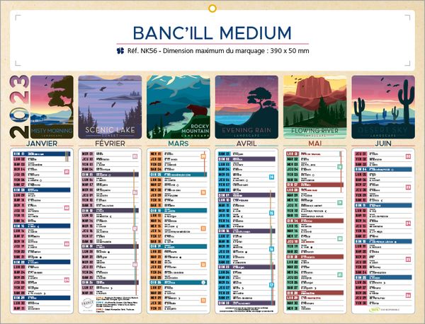 Calendrier bancaire Banc'ill Medium publicitaire