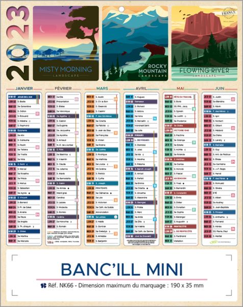 Calendrier bancaire Banc'ill Mini publicitaire
