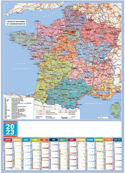 Calendrier Bancaire Effaçable Personnalisable Planning Regions - 700X500