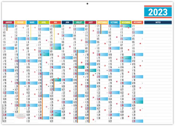 Calendrier Bancaire Effaçable Personnalisé Planning Basique - 700X500