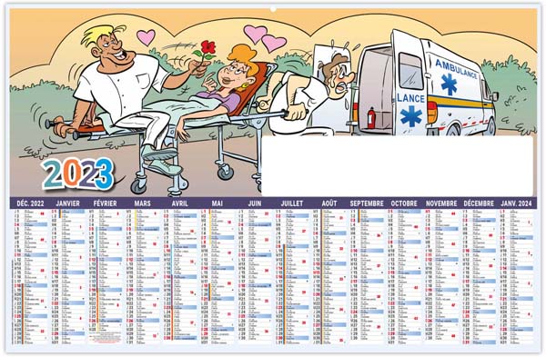 Calendrier Bancaire Effaçable Personnalisé Planning L'ambulancier - 700X500