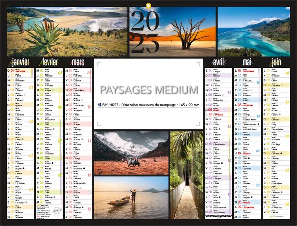 Calendrier bancaire Paysages Medium publicitaire